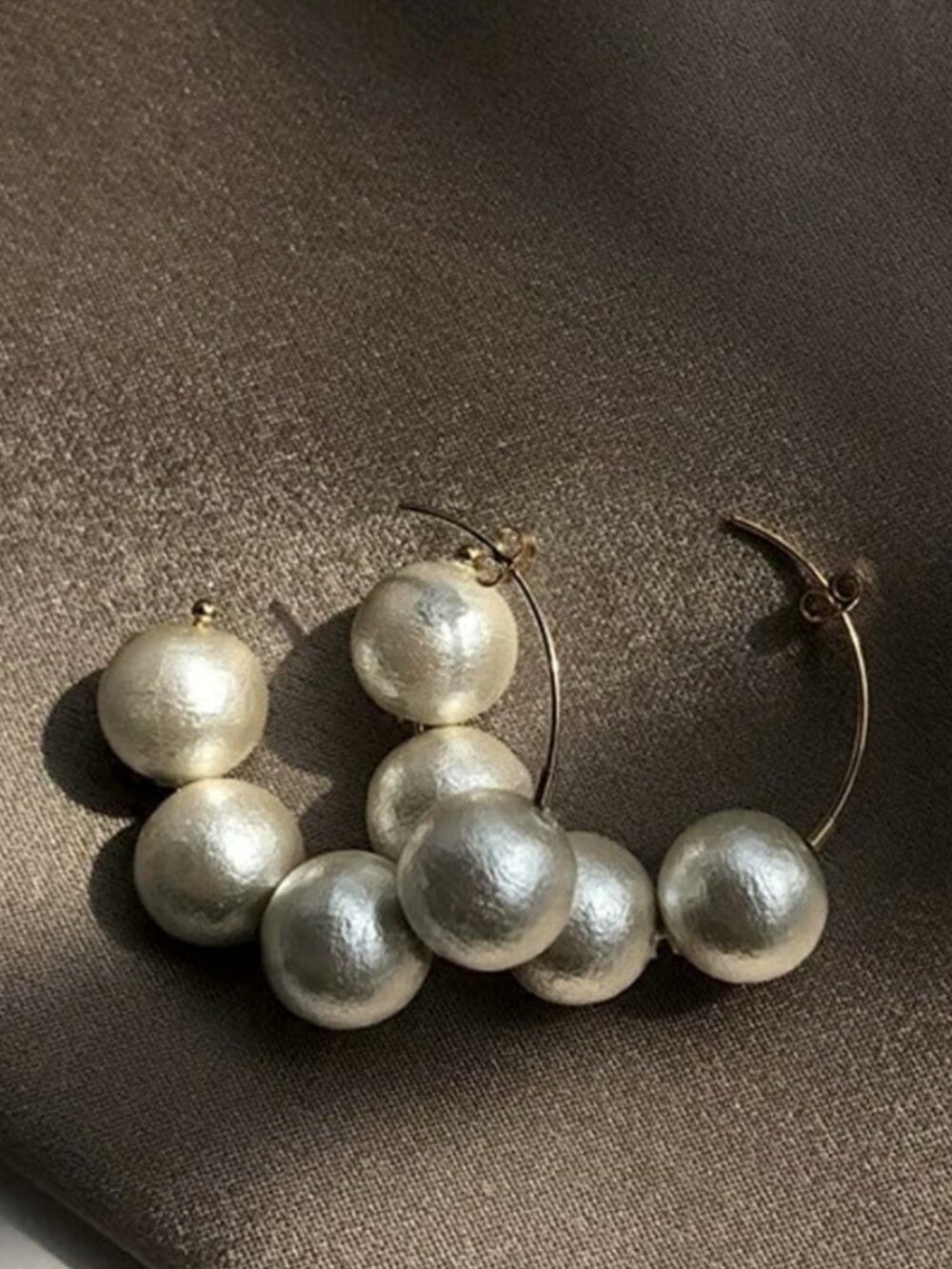 MOS COLLECTION Oversized Pearl Hoop Earrings Statement Bridal Earrings